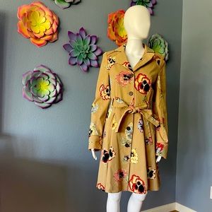 Anthropologie Flower Trench Coat
